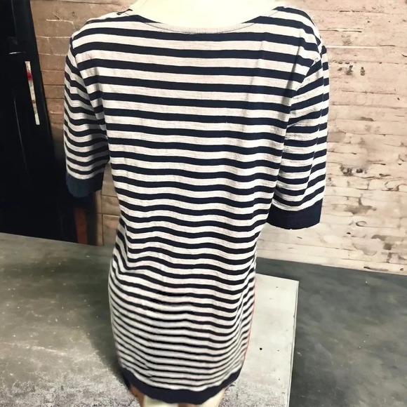 OFF WHITE/BLACK BANANA REPUBLIC RELAXED FIT DRESS 3/4” SLEEVES SIZE XTRA LARGE - Picture 3 of 16